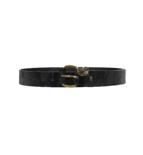 ORB Logo Snake Effect Leather Belt