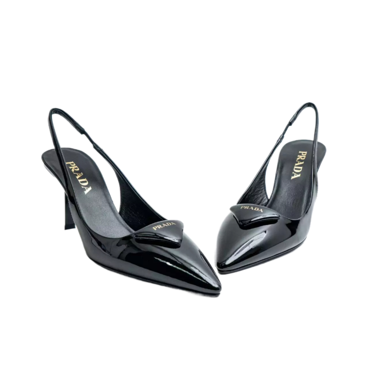 Triangle Logo Leather Slingback Heel