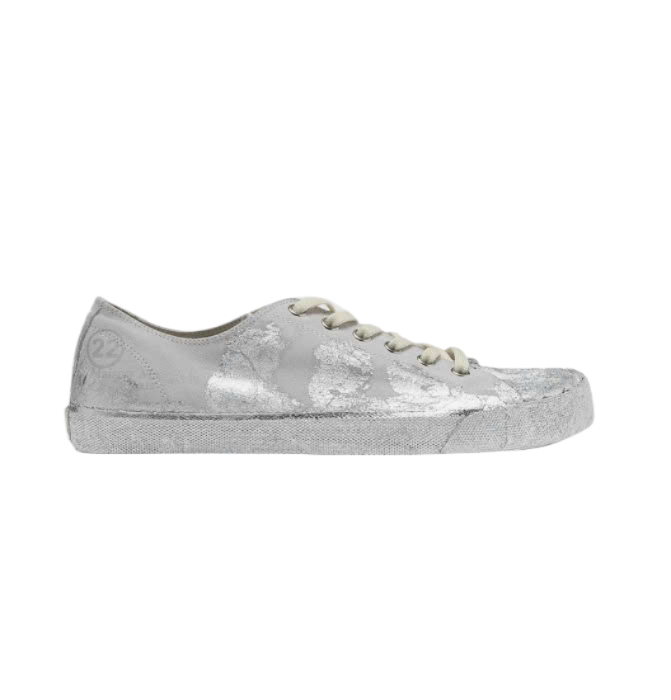 Tabi Silver Foil Suede Sneakers White