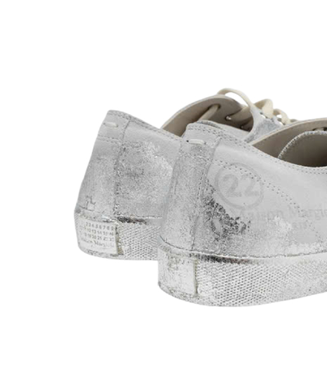 Tabi Silver Foil Suede Sneakers White