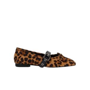 BUCKLE STRAP BALLERINA FLAT/LEOPARD