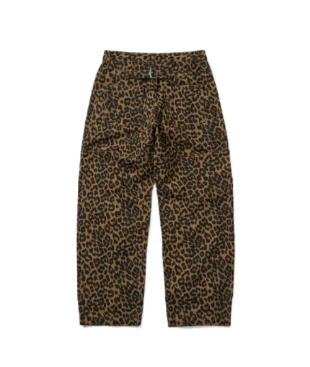 Leopard cotton twill pants / Beige