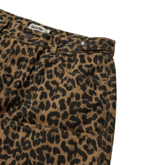 Leopard cotton twill pants / Beige