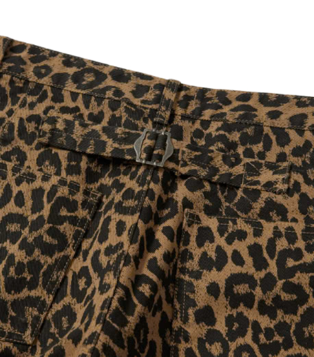 Leopard cotton twill pants / Beige