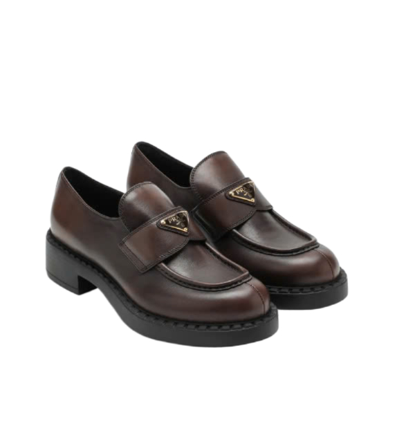 Triangle Logo Leather Loafers