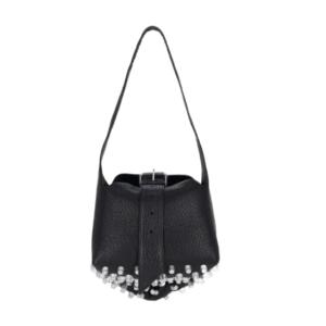 REX Leather Stud Embellished Medium Shoulder Bag