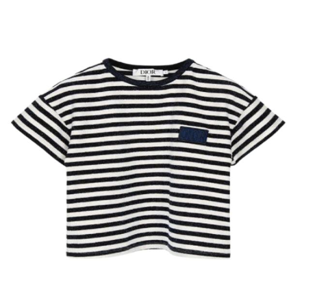 KIDS Marine White Logo Patch Stripe T-Shirt