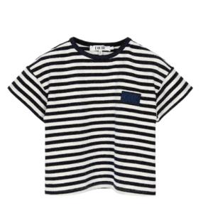 KIDS Marine White Logo Patch Stripe T-Shirt