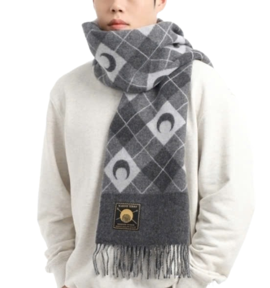 Moon Argyle Knit Scarf