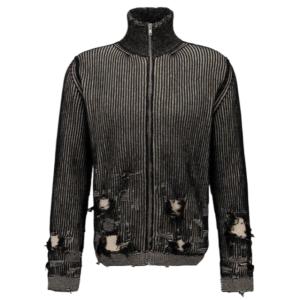 Distressed ribbed wool jacket