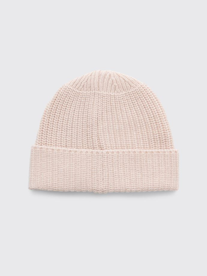 STONE ISLAND LOGO PATCH WOOL BEANIE PINK