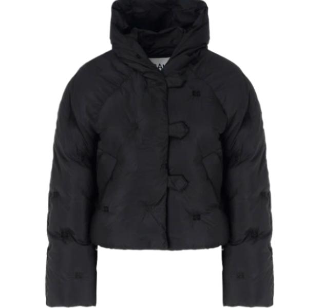 Black Short Tech Puffer Jacket