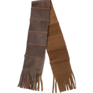 24FWSHEARLING SCARF Rustic Grain Brown Shearling