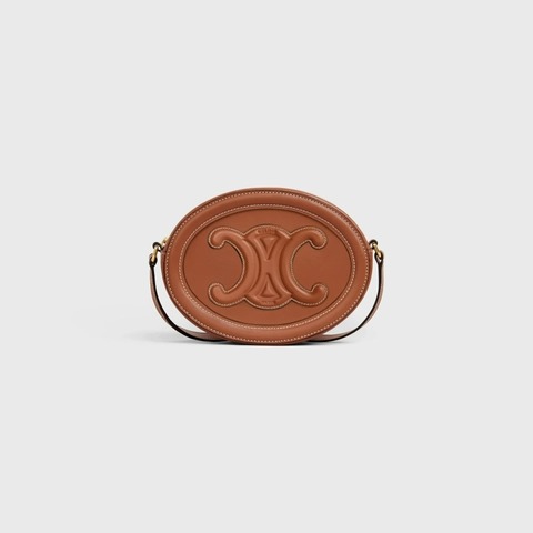 CROSSBODY OVAL PURSE CUIR TRIOMPHE IN SMOOTH CALFSKIN ( Tan )