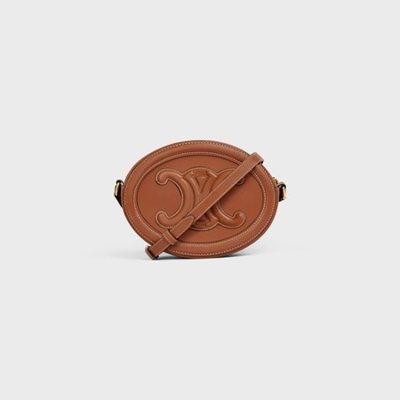 CROSSBODY OVAL PURSE CUIR TRIOMPHE IN SMOOTH CALFSKIN ( Tan )