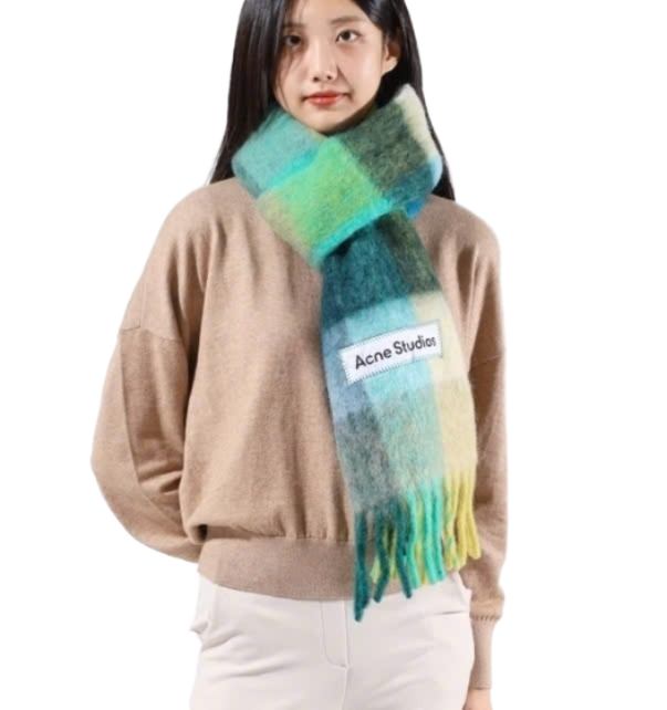 Mohair check scarf