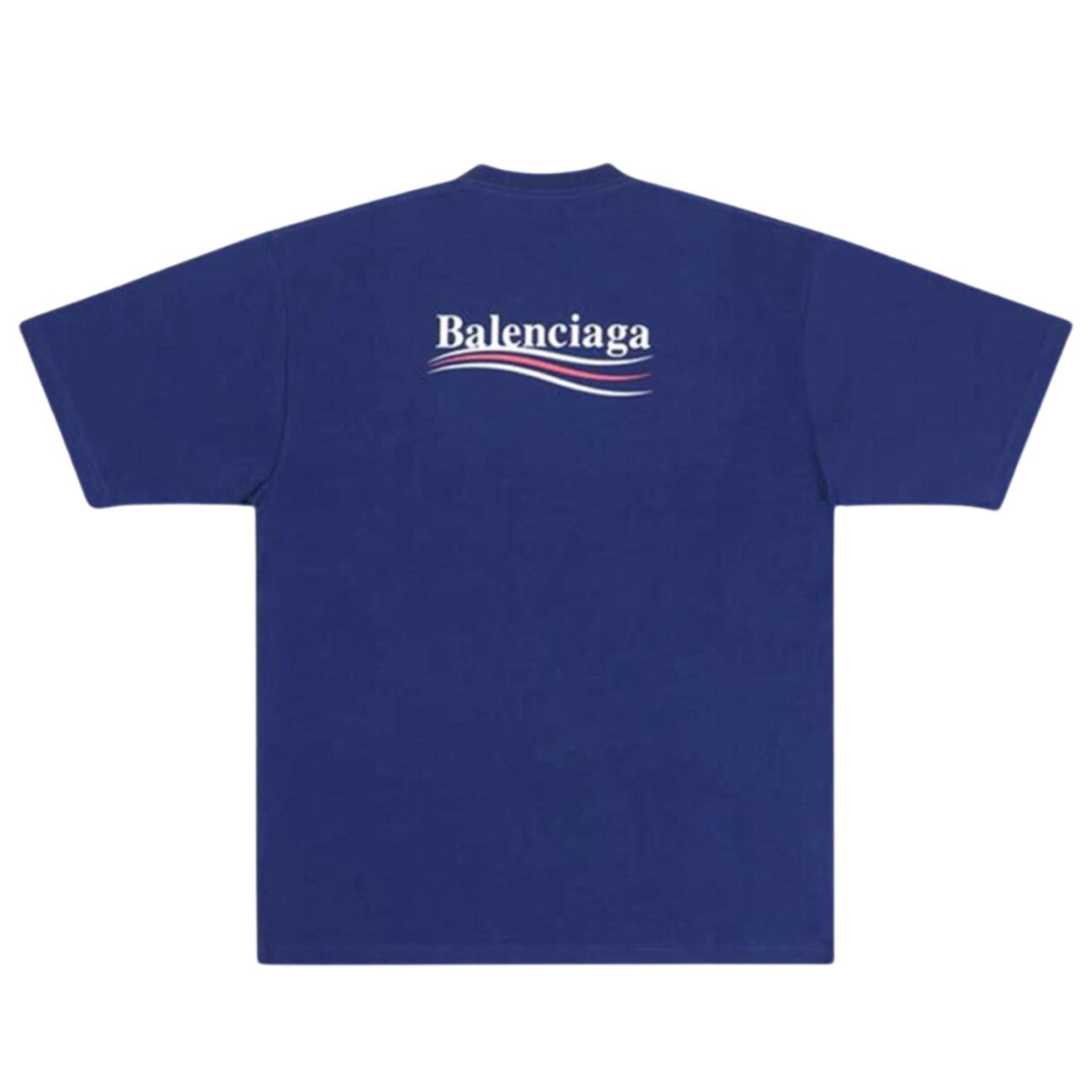 Balenciaga Political Campaign T-Shirt Large Fit Pacific Blue White