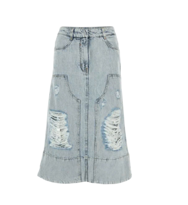 Destroyed denim skirt