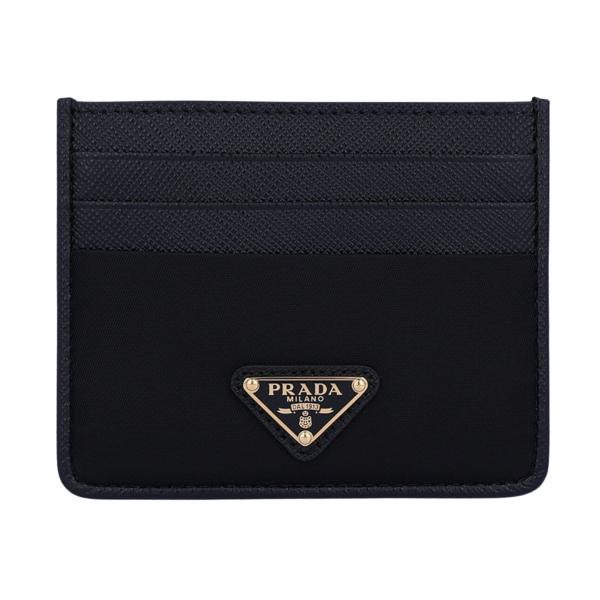 Triangle Logo Re-Nylon and Saffiano Card Holder 