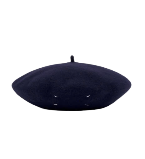 4 Stitch Beret - Blue Navy