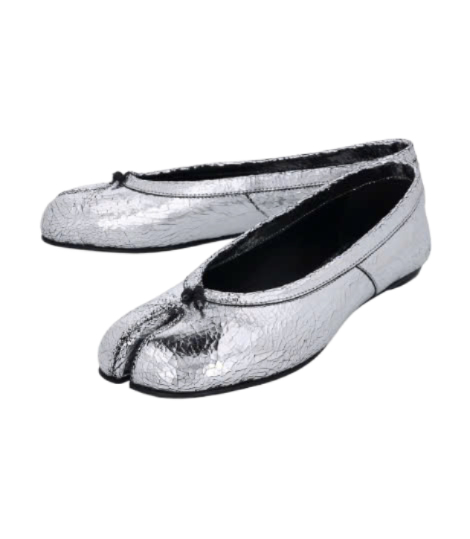 New Tabi Ballerina Flat Shoes - Silver