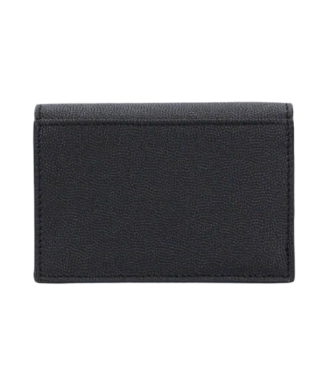 Signature Detail Grained Leather Business Card Case - Black