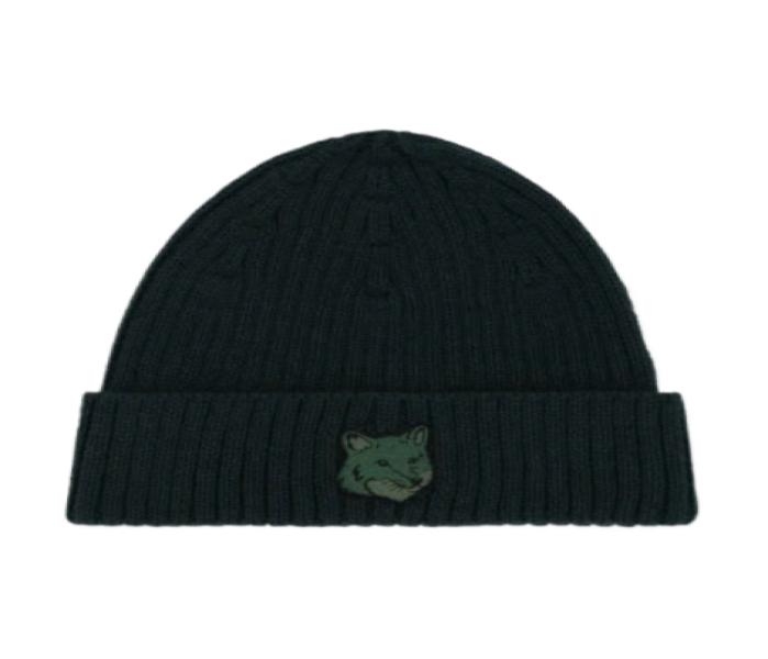 Bold Fox Head Beanie - Green