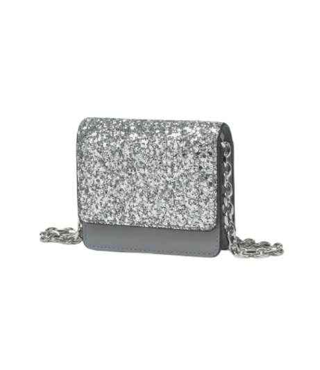 Glitter Micro Chain Wallet - Silver