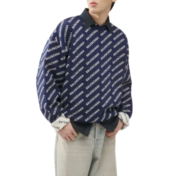 Allover Logo Knit - Navy