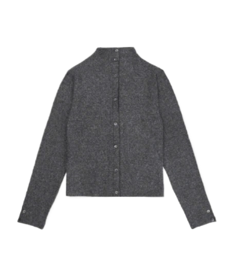 Pintruck Neck Jersey Cardigan - Charcoal 