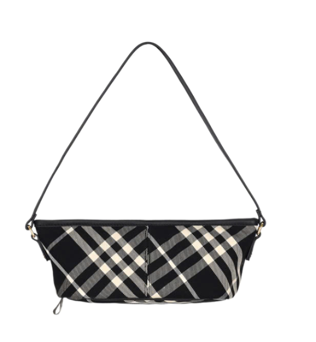 24FW Black Check Baguette Mini Bag