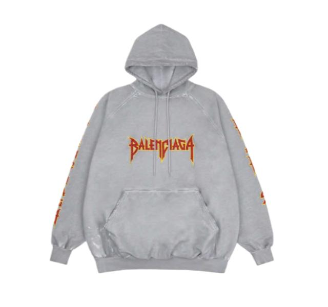 Balenciaga Metal Oversized Hoodie Light Gray