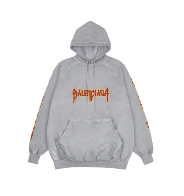 Balenciaga Metal Oversized Hoodie Light Gray