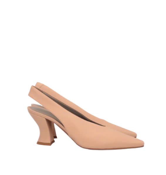 Almond Toe Leather Slingback Heel