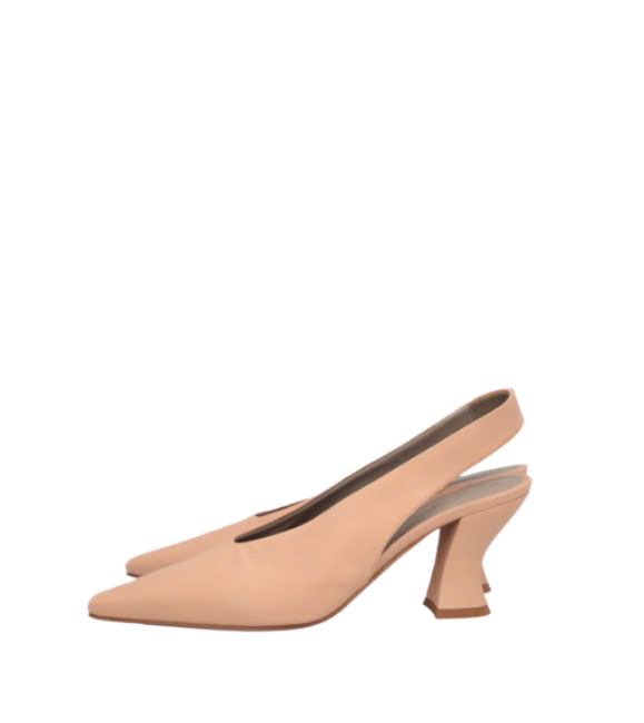 Almond Toe Leather Slingback Heel