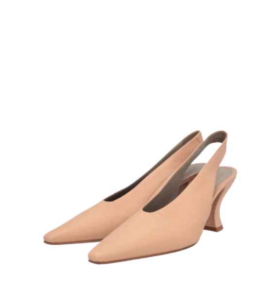 Almond Toe Leather Slingback Heel