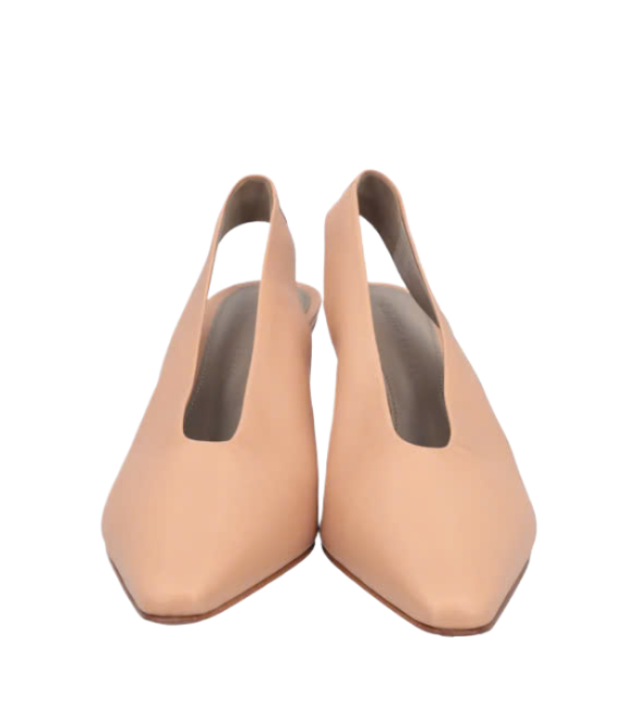 Almond Toe Leather Slingback Heel