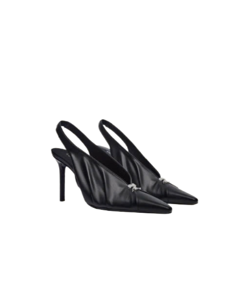 Logo Detail Drape Faux Leather Slingback Heel