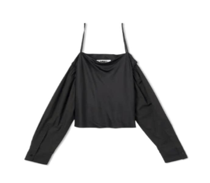 Hanging Sleeve Sleeveless T-Shirt - Black