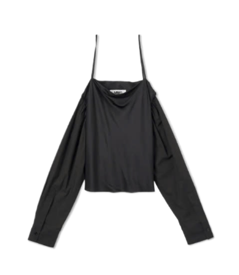 Hanging Sleeve Sleeveless T-Shirt - Black