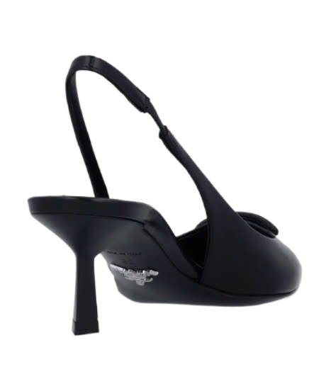 Brushed Leather Slingback Pumps - Black