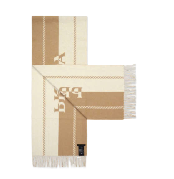 Lettering Logo Monogram Wool Scarf - Ivory:Camel