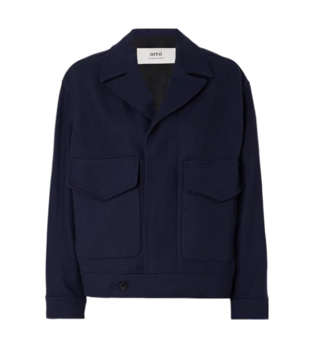 Oversized Virgin Wool Pocket Jacket - Blue