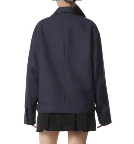 Oversized Virgin Wool Pocket Jacket - Blue