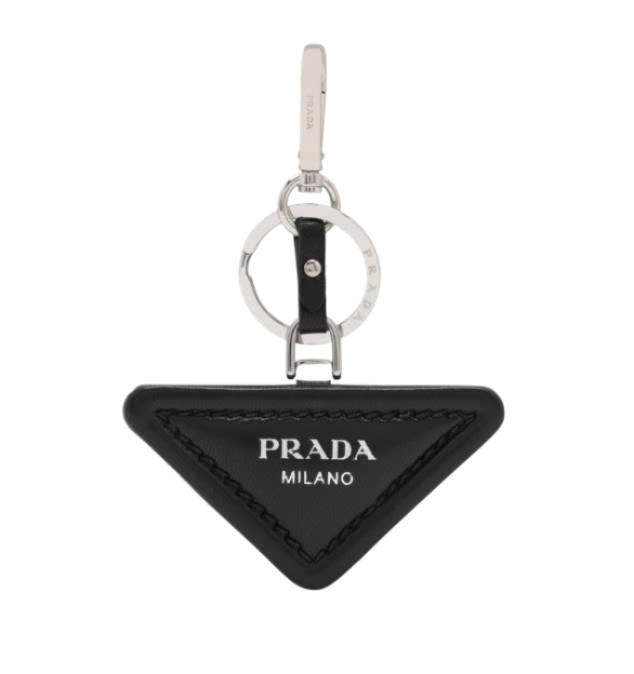 Leather triangle logo key rin