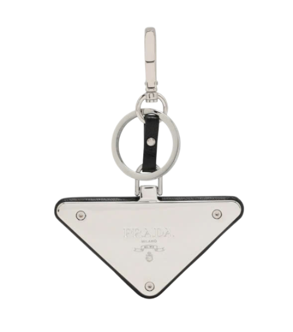 Leather triangle logo key rin