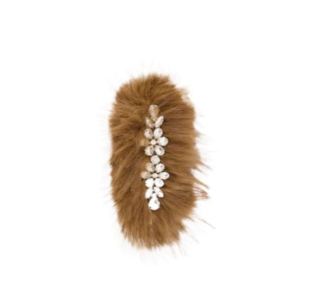 Crystal Embellished Fur Hairpin