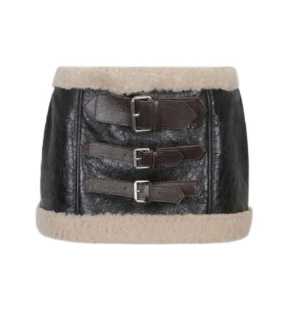 Buckle Strap Embellished Shearling Mini Skirt