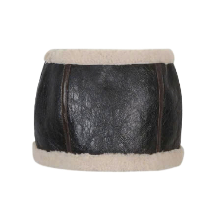 Buckle Strap Embellished Shearling Mini Skirt