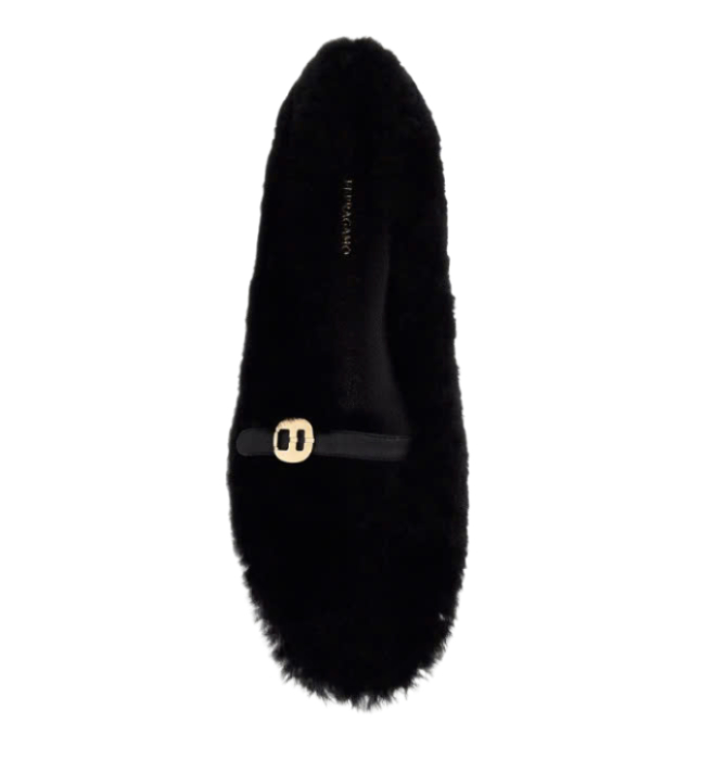 Shearling leather flat shoes